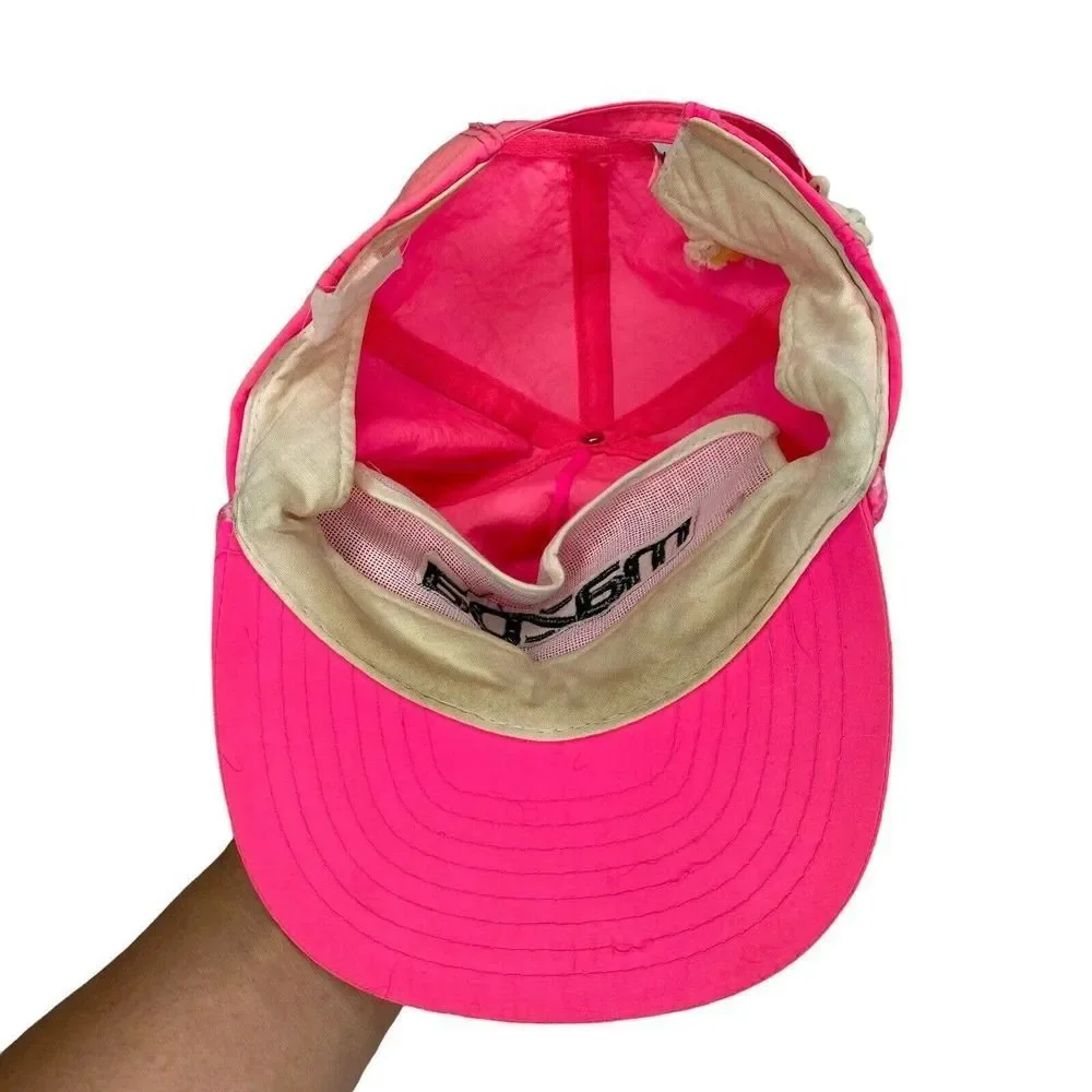 Vintage Mazda Hat Neon Pink Zipper Back Cap 80s 90s Car Lover Faded Distressed - Picture 5 of 6